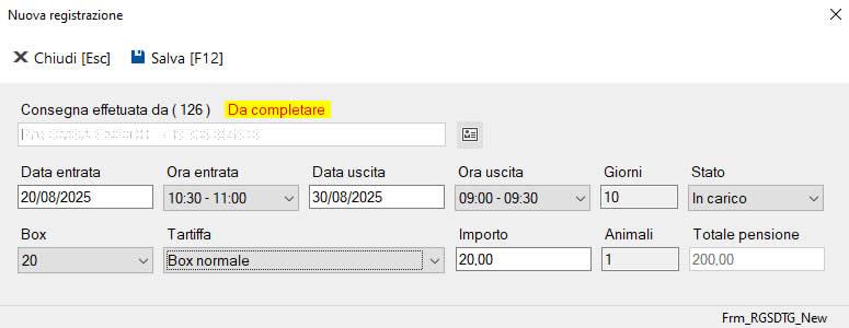 Imposta uscita, box e tariffa