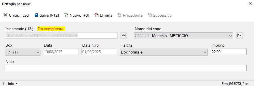 Scheda 'Pensione'